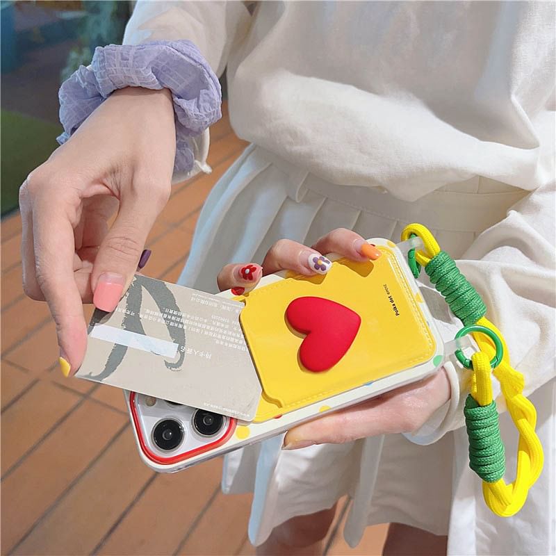 Holder Heart / Strap Set Case Lanyard Card Phone