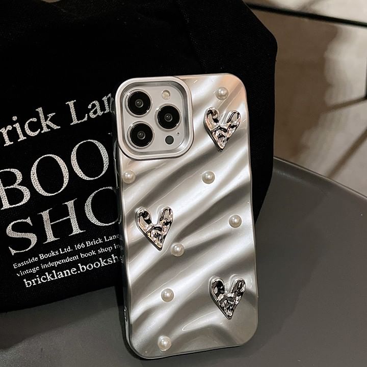 Heart Faux Pearl Case Phone