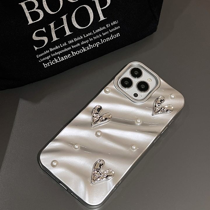 Heart Faux Pearl Case Phone