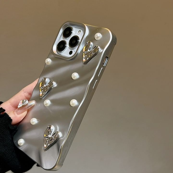 Heart Faux Pearl Case Phone