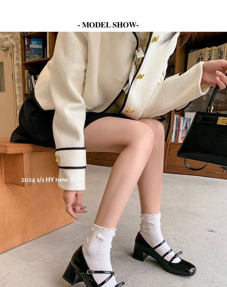 Heel Pumps Bow Jane Chunky Mary Strappy