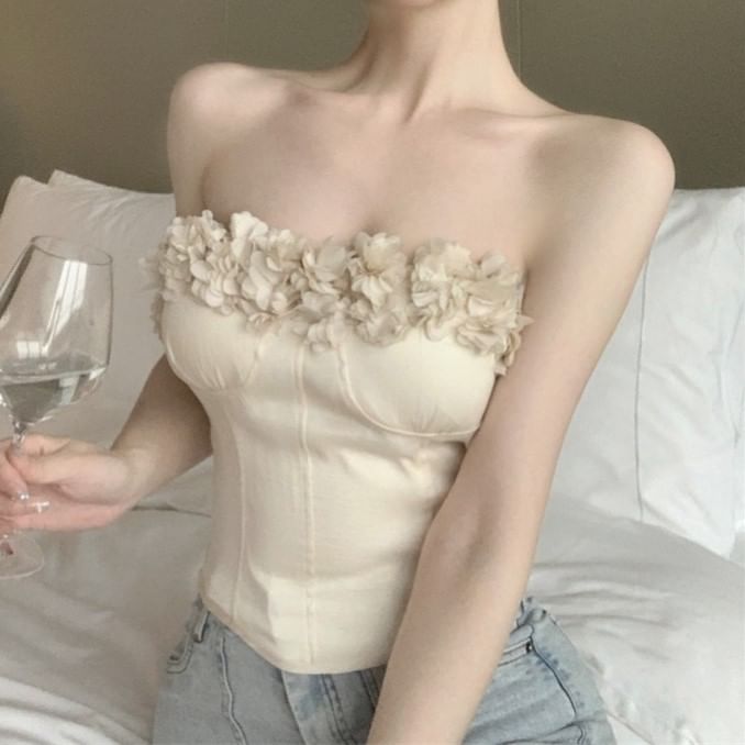 Plain Flower Accent Tube Top