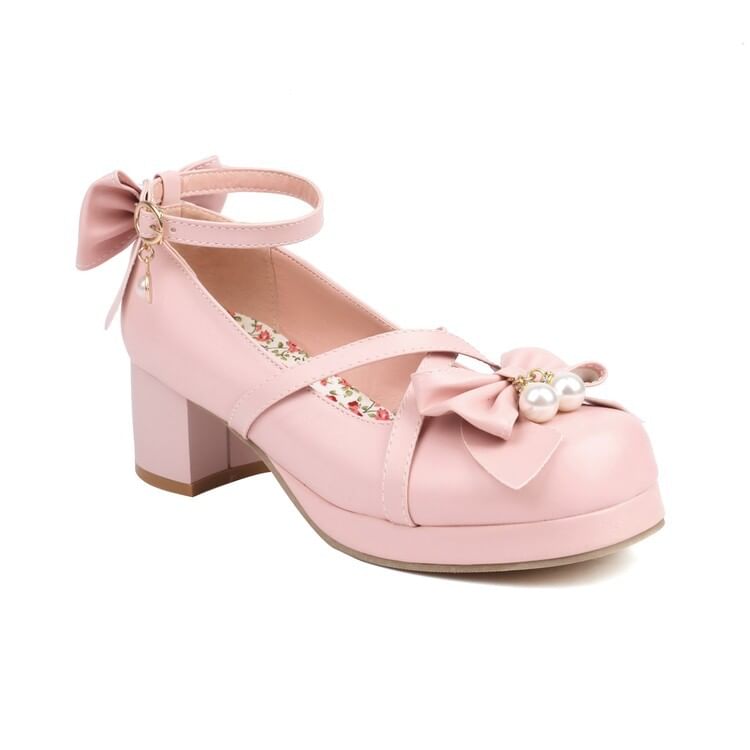 Ankle Strap Platform Jane Pumps Bow Mary