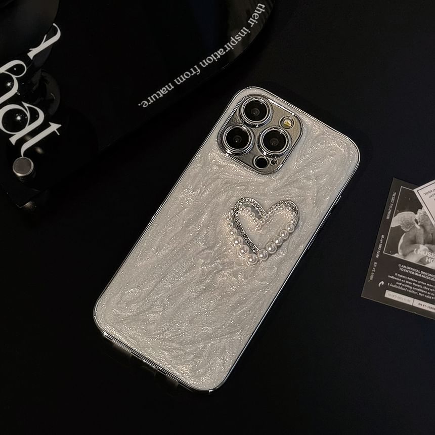 Case Faux Heart Phone Pearl