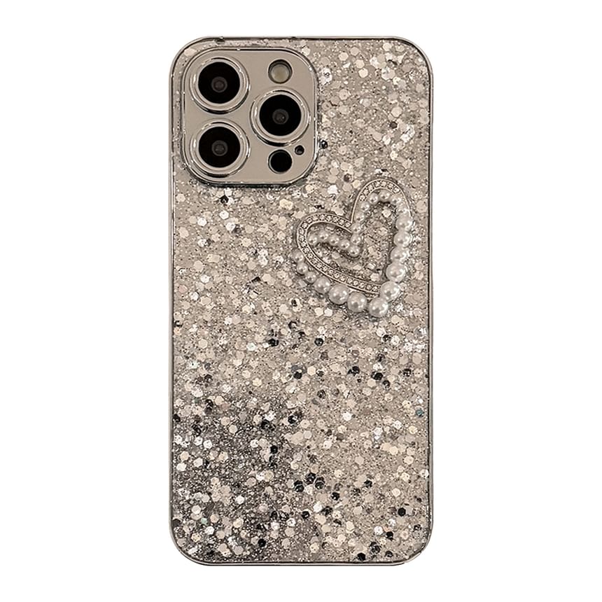 Case Faux Heart Phone Pearl