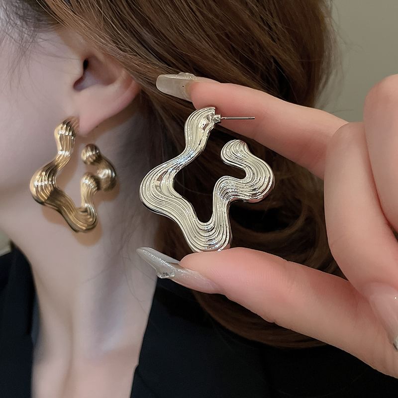 Wavy Hoop Copper Earring