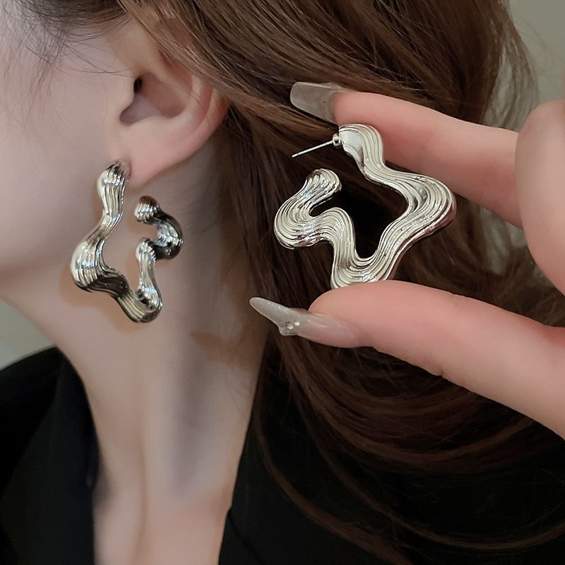 Wavy Hoop Copper Earring