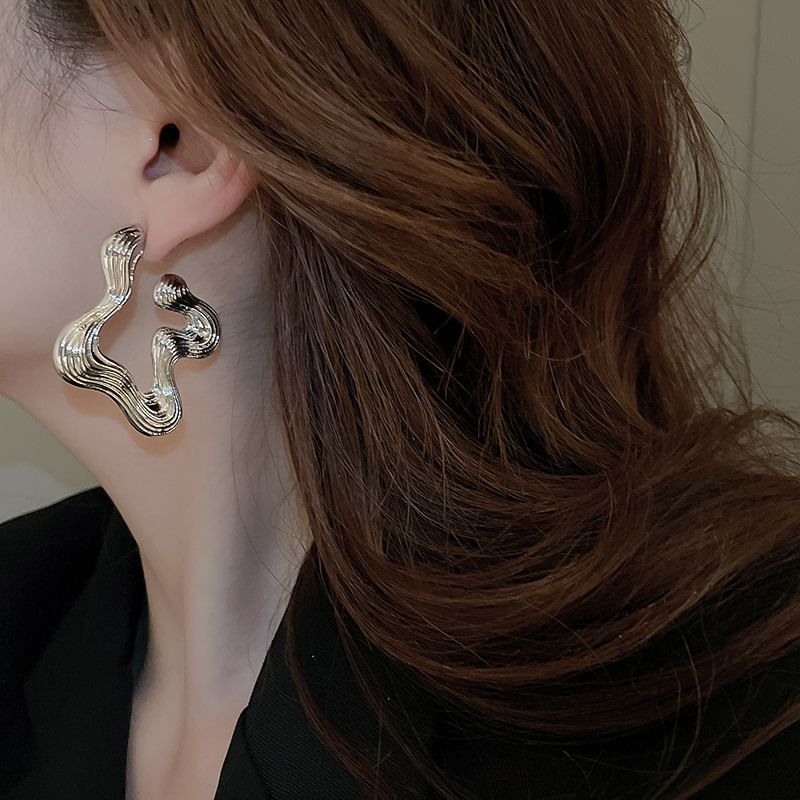 Wavy Hoop Copper Earring