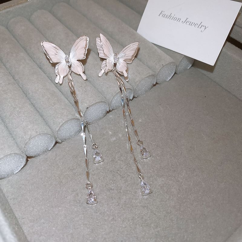 Choker Rhinestone Dangle / Butterfly Alloy Earring