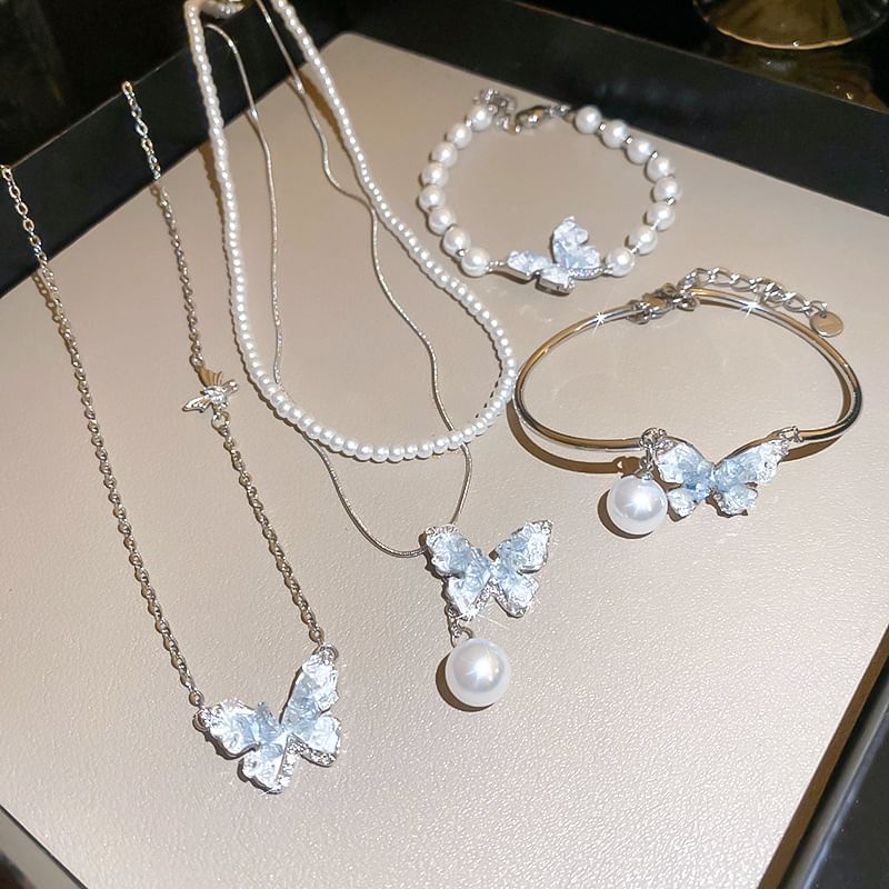 Designs) / Faux Bracelet Crystal (Various Alloy Butterfly Necklace