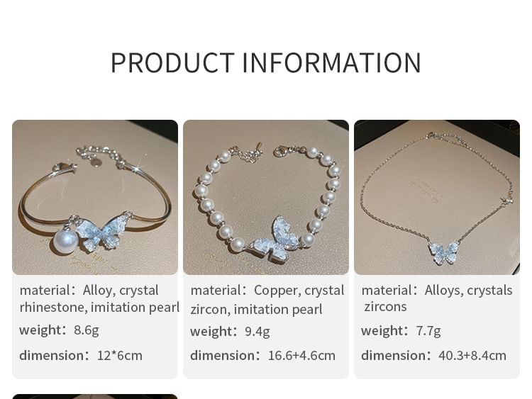 Designs) / Faux Bracelet Crystal (Various Alloy Butterfly Necklace
