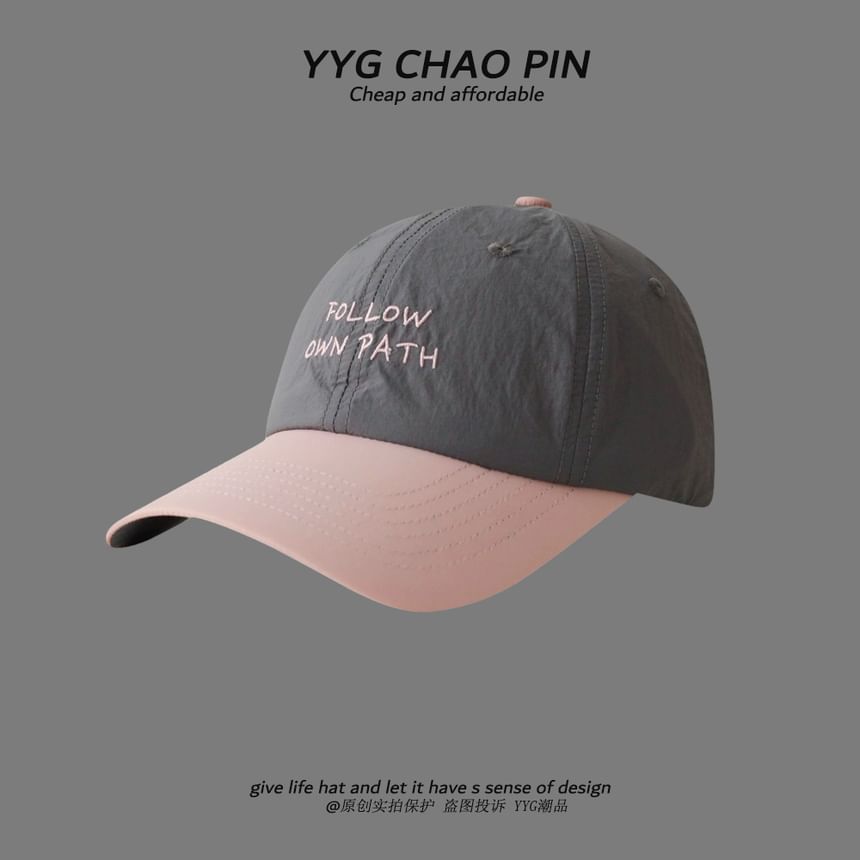 Cap Two Lettering Embroidered Baseball Tone