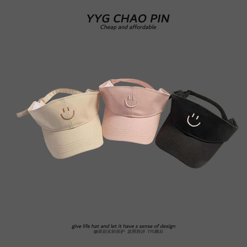 Face Smiley Embroidered Visor Sun
