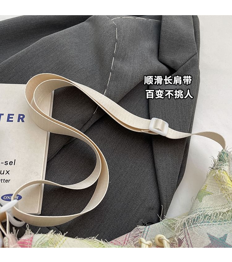 Distressed Crossbody Bag Patterned Fabric