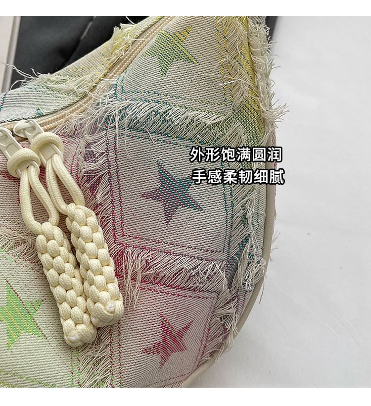 Distressed Crossbody Bag Patterned Fabric
