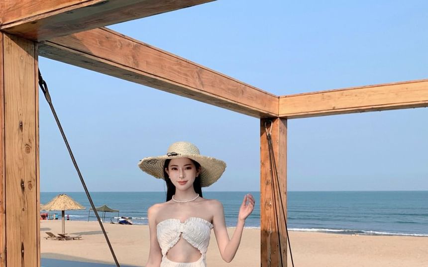 Plain Dress Cutout A-Line Tube Slit Maxi