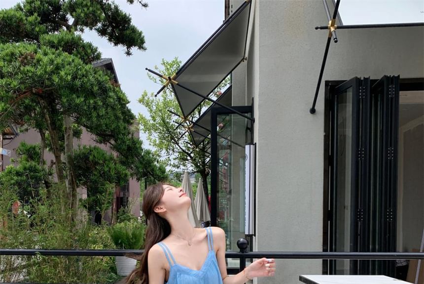 Gradient Spaghetti Midi Dress A-Line Strap