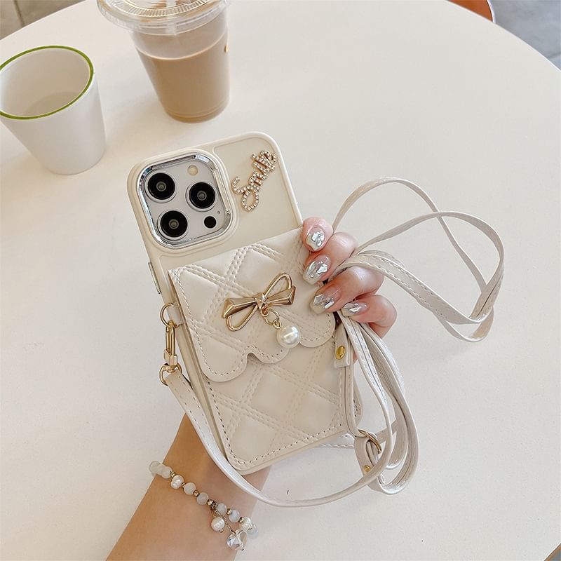 Lanyard Case Holder Phone Faux Leather Card