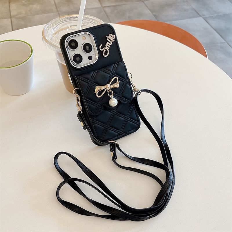 Lanyard Case Holder Phone Faux Leather Card