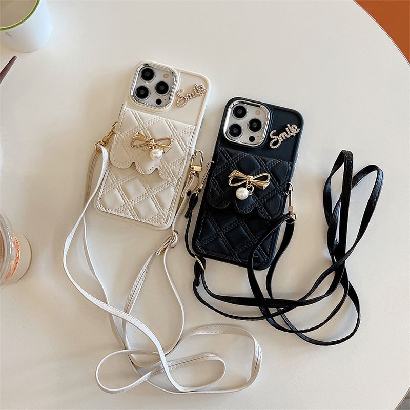 Lanyard Case Holder Phone Faux Leather Card