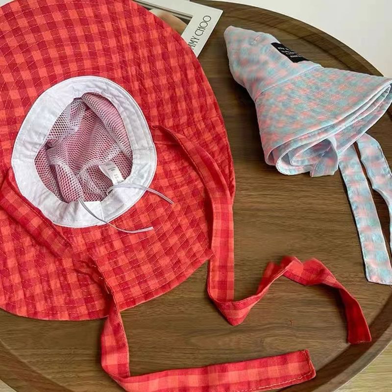 Lettering Hat Plaid Bucket Applique