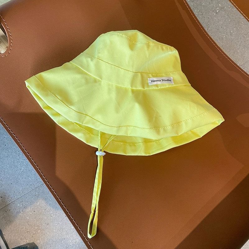 Lettering Striped Bucket Hat Applique