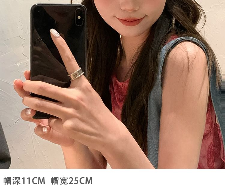 Trim Bow Beret Lace Denim Faux Pearl