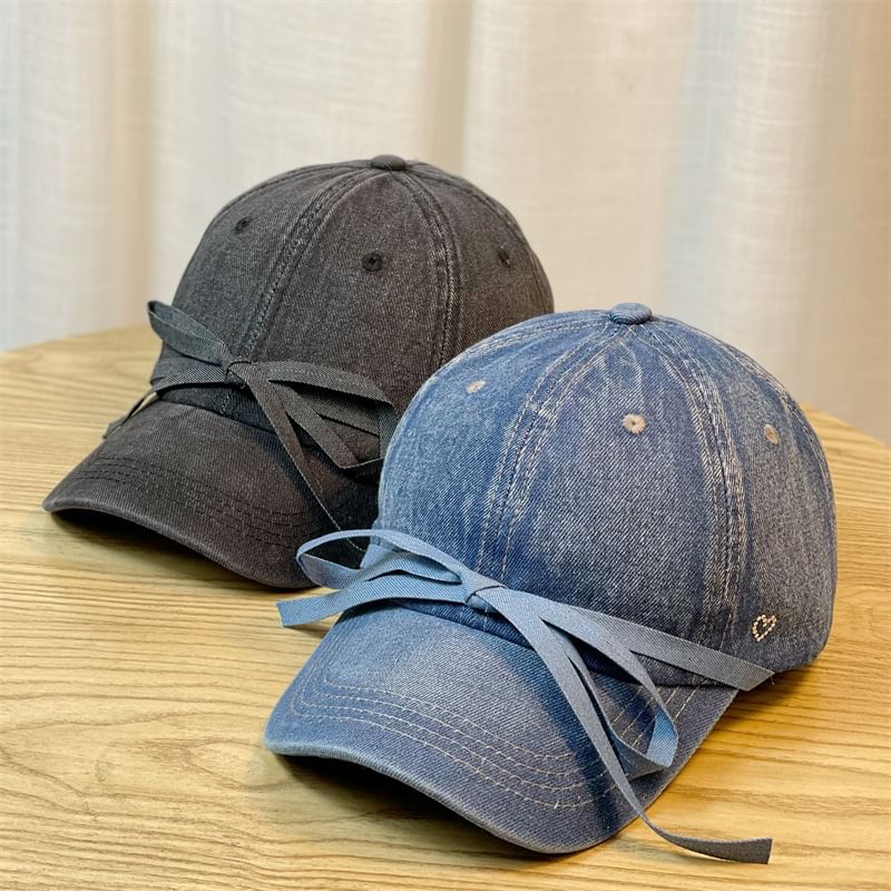 Baseball Washed Cap Bow Denim