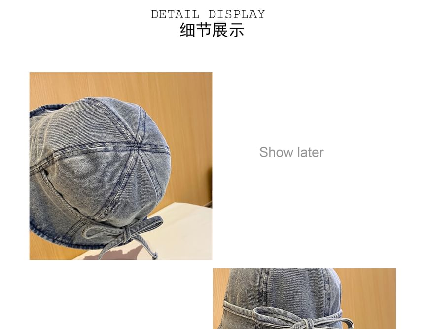 Denim Bow Hat Washed Cloche