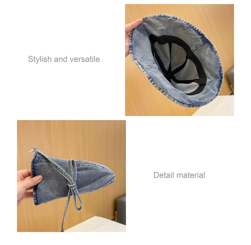 Denim Bow Hat Washed Cloche