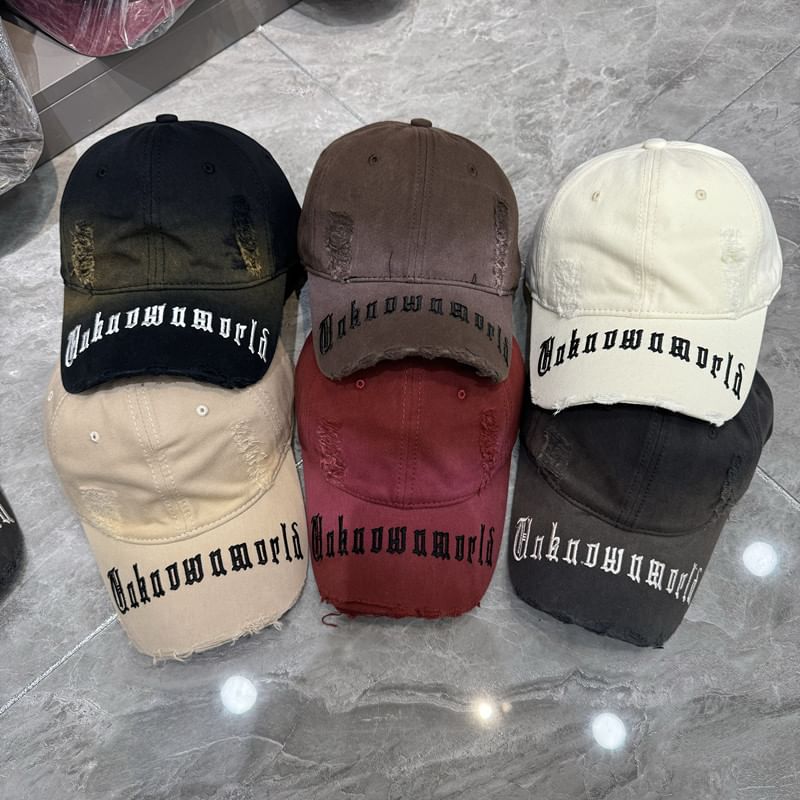 Baseball Distressed Cap Embroidered Lettering