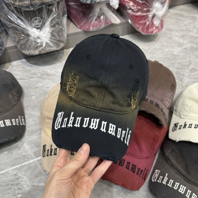 Baseball Distressed Cap Embroidered Lettering