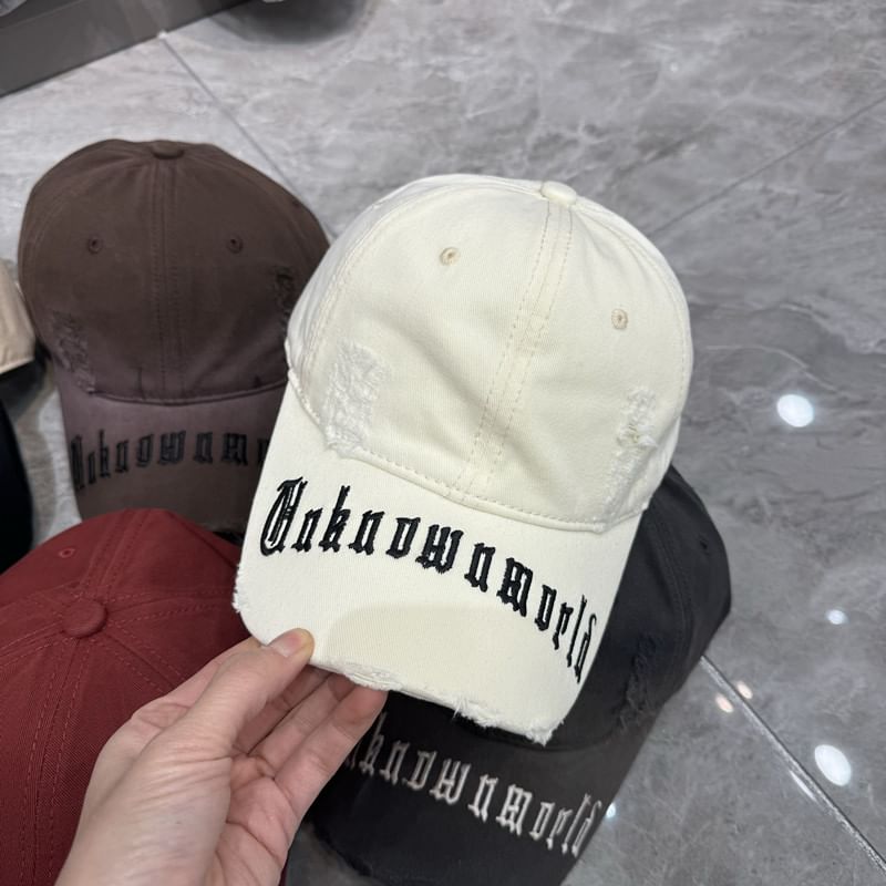 Baseball Distressed Cap Embroidered Lettering