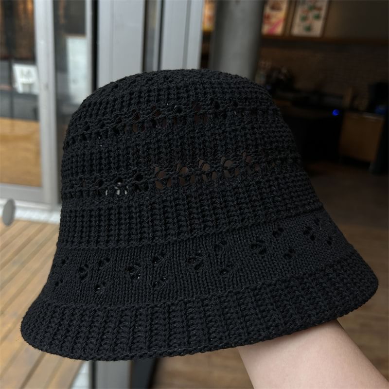 Knit Plain Perforated Bucket Hat