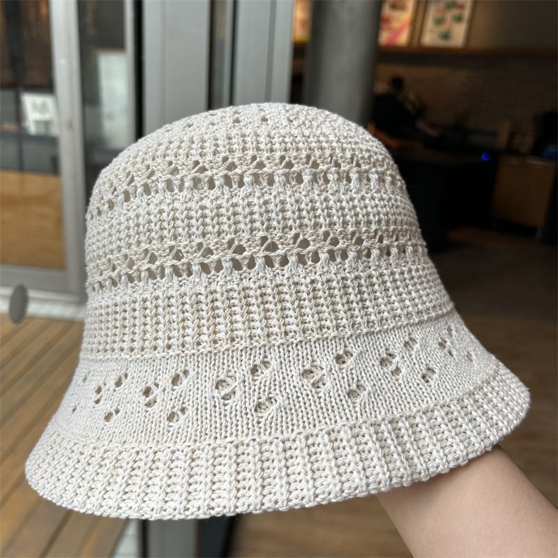 Knit Plain Perforated Bucket Hat