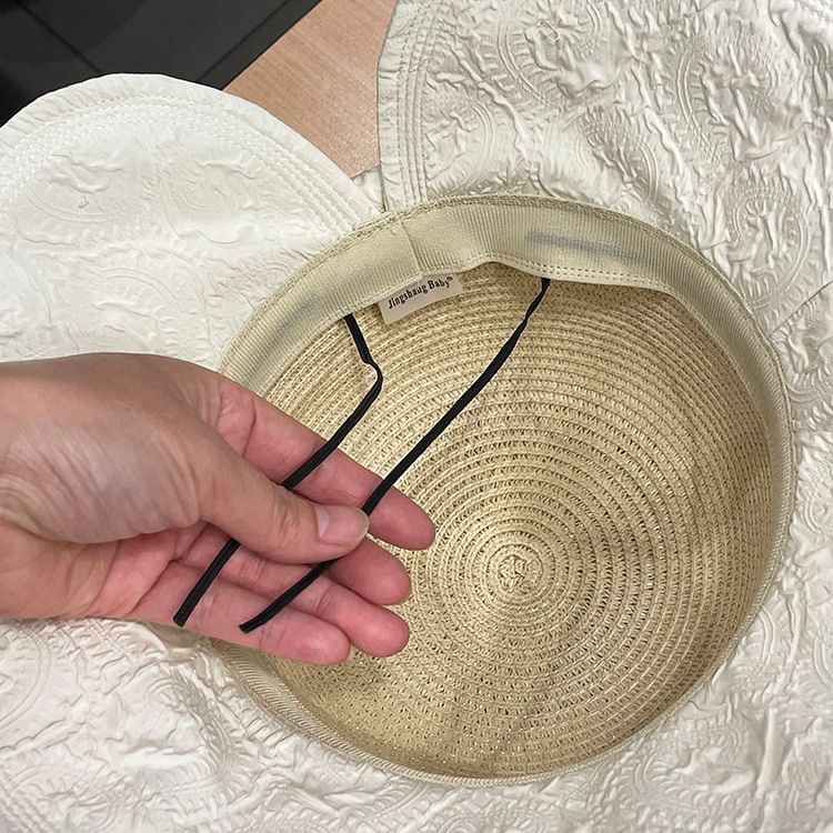 Hat Sun Two Straw Bow Tone