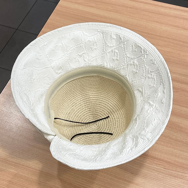 Hat Sun Two Straw Bow Tone