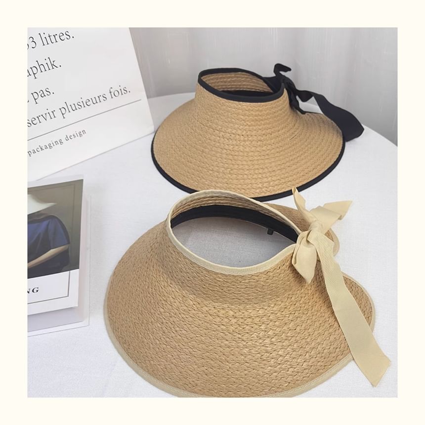 Trim Wide Visor Straw Contrast Brim Sun