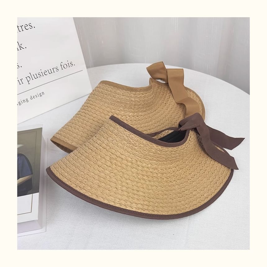 Trim Wide Visor Straw Contrast Brim Sun