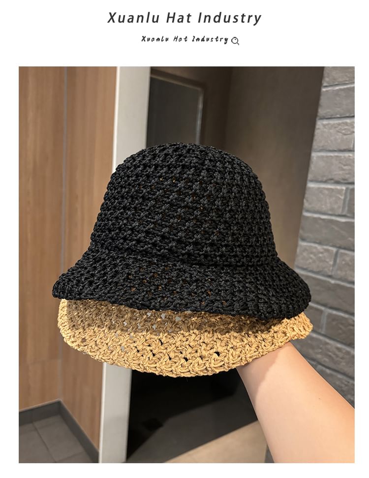 Perforated Bucket Plain Hat Knit