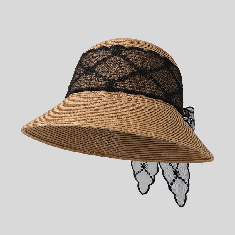 Sun Lace Straw Hat Bow