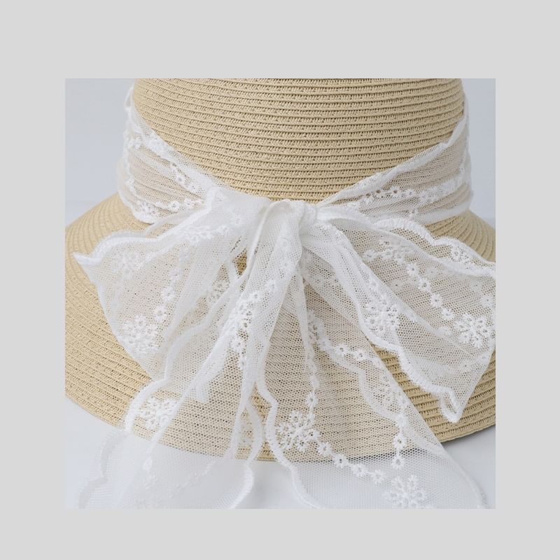 Sun Lace Straw Hat Bow