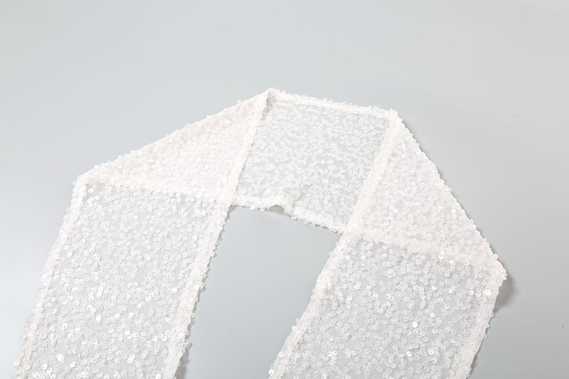 Sequin Top Plain Hooded Mesh Bustier