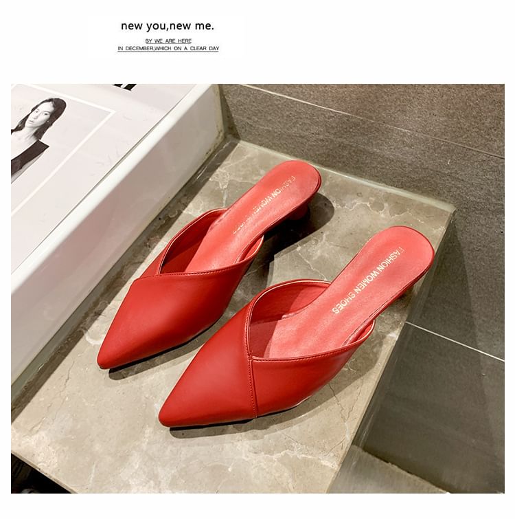 Toe Mules Heel Pointed Kitten