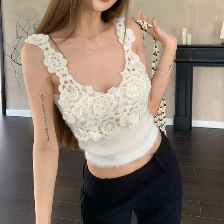 Lace Panel Tank Top
