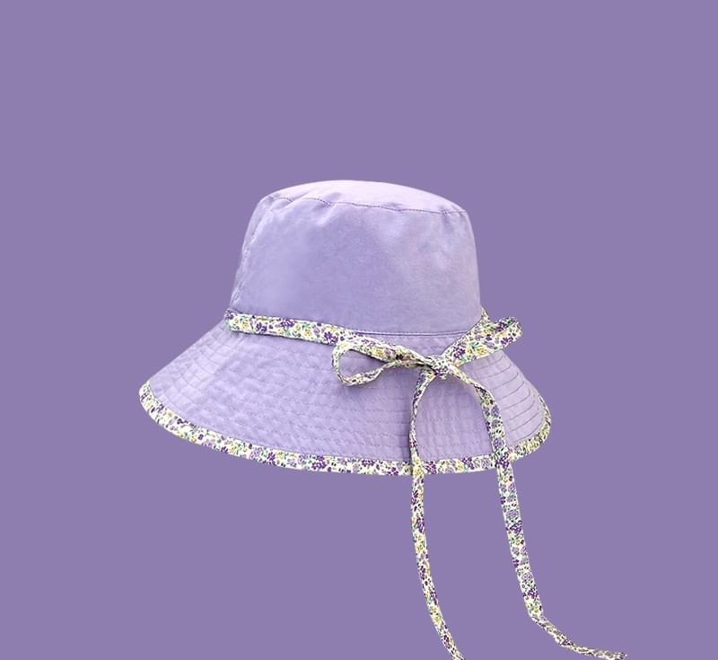 Floral Print Piped Bucket Hat