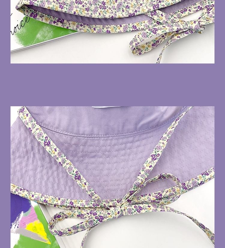 Floral Print Piped Bucket Hat