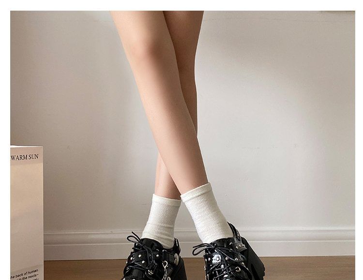 Heart Chain Accent Chunky Heel Lace
