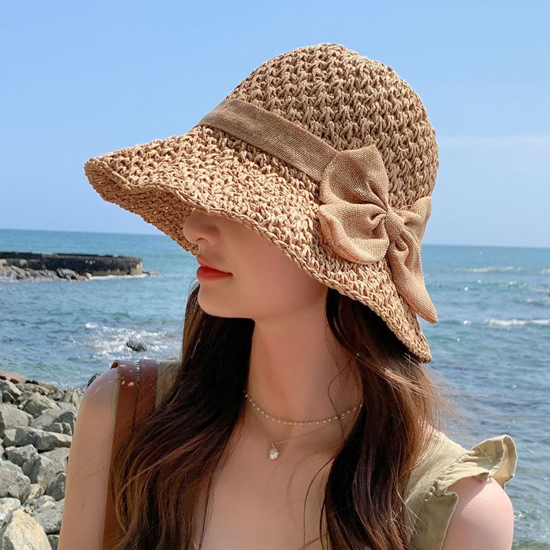 Bow Hat Straw Sun