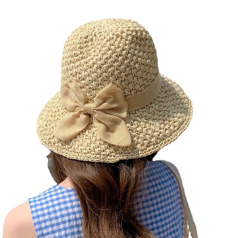Bow Hat Straw Sun